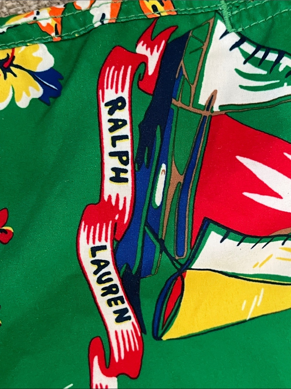 Ralph Lauren Green Floral & Nautical Print Swim Shorts - Picture 6 of 16